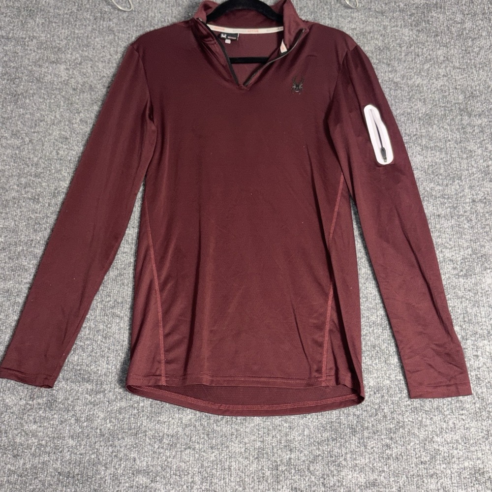 Spyder Pullover Men's Small Burgundy Polyester 1/4 Zip Activewear Training